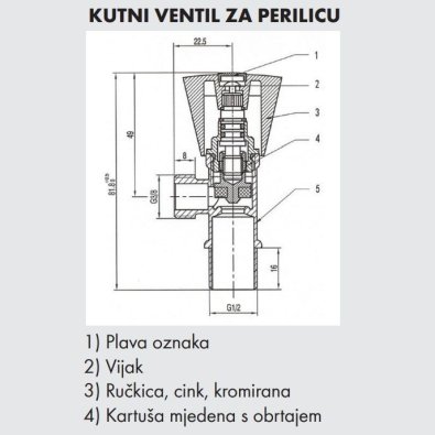 Kutni ventil  za perilicu 1/2"-3/4"