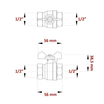 Kuglasti ventil - leptir Titan 1/2" ŽŽ