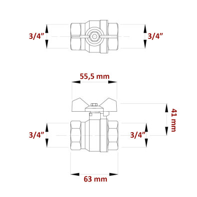 Kuglasti ventil - leptir Titan 3/4" ŽŽ